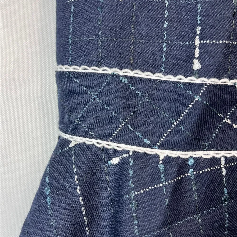 Magil Navy Blue sleeveless wool embroidered dress size 5 years NWT